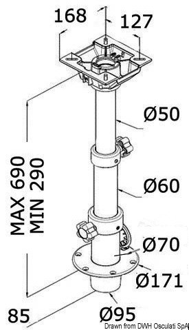 Купить Съёмная телескопическая опора для столешницы 290 - 690 мм, Osculati 48.421.01 7ft.ru в интернет магазине Семь Футов
