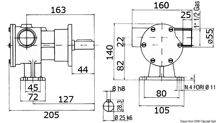 Купить Помпа Nauco 40 патрубок 1"1/2 65-260 л/мин, Osculati 16.042.00 7ft.ru в интернет магазине Семь Футов