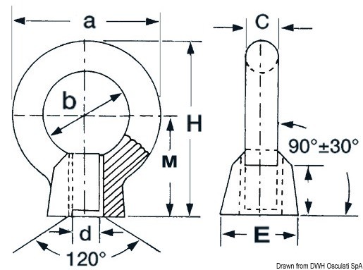 Купить Рым-гайка штампованная из нержавеющей стали 26 мм, Osculati 39.306.06 7ft.ru в интернет магазине Семь Футов