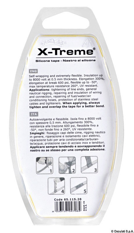 Купить Самослипающаяся силиконовая лента X-TREME 25,4 мм 3 м, Osculati 65.115.20 7ft.ru в интернет магазине Семь Футов