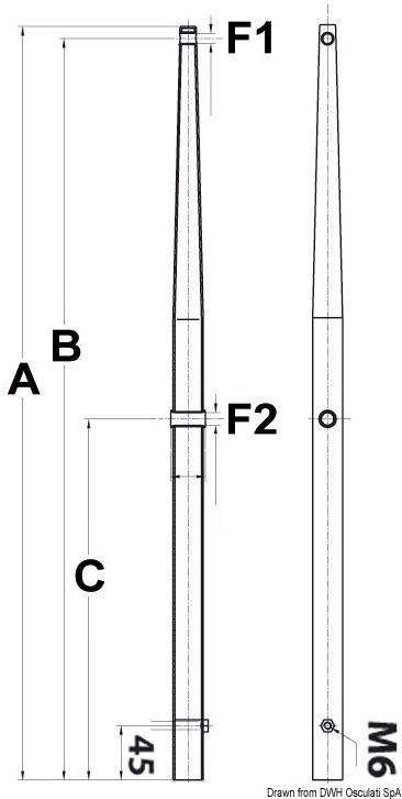 Купить Stanchion for male bases AISI316 625 mm, 41.176.11 7ft.ru в интернет магазине Семь Футов