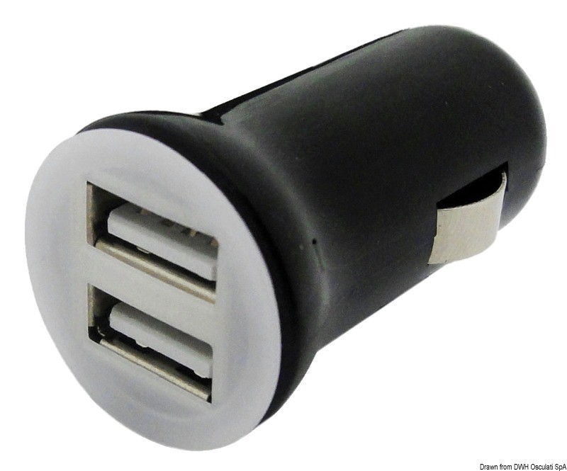 Купить Двойная розетка USB для зарядки от прикуривателя 2.5А 12-24В, Osculati 14.517.09 7ft.ru в интернет магазине Семь Футов