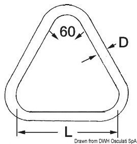 Купить Кольцо треугольное для сезней 6 x 50 мм, Osculati 39.600.02 7ft.ru в интернет магазине Семь Футов