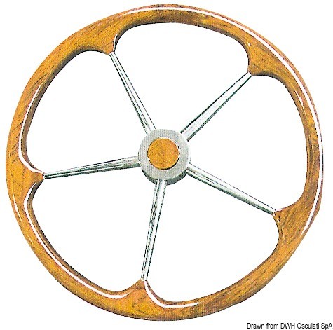 Купить SS steering wheel w/teak external rim 800 mm, 45.167.06 7ft.ru в интернет магазине Семь Футов