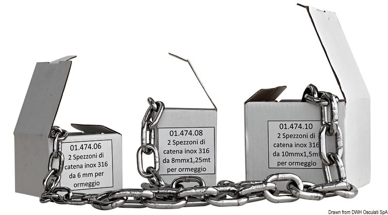 Купить Отрез цепи из нержавеющей стали AISI 316 1.5 м, Osculati 01.474.10 7ft.ru в интернет магазине Семь Футов