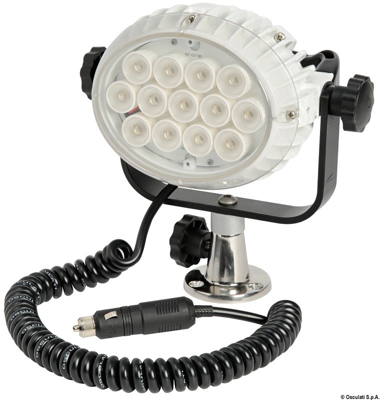 Купить Прожектор светодиодный с основанием для плоского крепления Night Eye LED 12В 13Вт 3000Лм, Osculati 13.235.01 7ft.ru в интернет магазине Семь Футов