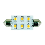 Scandvik 390-41104P 6 светодиодных ламп Festoon 42 mm 0.12A 1.2W Бесцветный Warm White 75 Lumens
