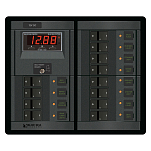 Панель выключателей Blue Sea 360 Panel System 1217 12В 100А вольтметр-амперметр/12 автоматов для 3 АКБ 235x197мм