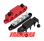 Колодка распределительная электромонтажная, 4 контакта, M10, черная/красная (упаковка из 4 шт.) Marine Rocket 4620136060165_pkg_4