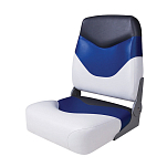 Сиденье мягкое складное Premium High Back Boat Seat, бело-синее Newstarmarine 75128WBC