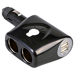 Talamex 14504046 USB 12V Разъем Адаптер + 2 USB Черный Black