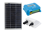 Полный комплект солнечной системы: модуль мощностью 195 Вт, включая контроллер VICTRON MPPT и проходной модуль.