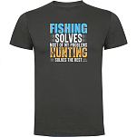 Kruskis CA65500546C080 Футболка с коротким рукавом Fishing Solves Серый Dark Grey 2XL