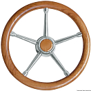 A soft polyurethane steering wheel teak/SS 350mm, 45.135.05