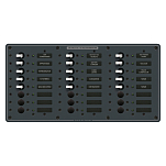 Панель выключателей 24 позиционная Blue Sea Traditional Metal 8265 120В 100А 15 автоматов 375x190,5мм