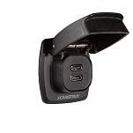 Водонепроницаемый зарядный порт Scanstrut FLIP PRO SC-USB-F3 12–24В 36/60Вт USB-A/USB-C IP67 быстрая зарядка PD и QC ⌀47х40мм из нейлона
