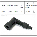 Изогнутый колпачок свечи зажигания влагозащищенный NGK LD05F 8060 Ø18x40+51мм 5кОм 90°