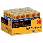 Kodak 30420809 Max AA LR6 Щелочные батареи 20 Единицы Голубой Multicolour