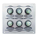 Панель выключателей влагозащищенная из алюминия TMC 03538 12 В 96 х 107 х 2 мм 6 выключателей