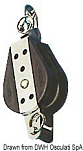 Одношкивный блок на шарикоподшипниках из делрина вертлюжный с такелажной скобой и направляющей скобой Viadana 57 мм 280 - 1000 кг 12 мм, Osculati 55.029.12