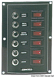 Панель управления Seaworld вертикальная 6 выключателей 6 предохранителей 12В 37А 165x114 мм, Osculati 14.103.38