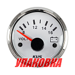 Вольтметр аналоговый 8-16 В, белый циферблат, нержавеющий ободок, д. 52 мм (упаковка из 100 шт.) KUS JMV00273_KY13100_pkg_100