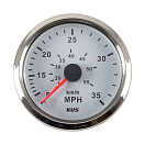 Спидометр манометрический 0-35 MPH, белый циферблат, нержавеющий ободок, д. 85 мм KUS JMV00294_KY18102_sale