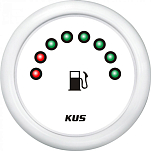 Светодиодный указатель уровня топлива KUS WW KY10309 Ø52мм 12/24В IP67 240-33Ом 8 светодиодов белый/белый