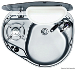 Hob and right sink w/tilted glas lid, 50.804.20
