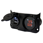 Talamex 14576016 Switchpanel Add On с двойным USB И Цифровой вольтметр/амперметр Белая Black
