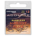 Drennan HSA0618 Acolyte Maggot Plus Barbless Крючок Без Зазубрин Серебристый 18
