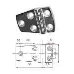 Петля асимметричная Cim 0652-0126 75x38х5мм из зеркально-полированной нержавеющей стали AISI316
