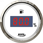 Цифровой указатель уровня топлива KUS WS KY20101 Ø52мм 12/24В IP67 0-190Ом 0-100% белый/нержавейка