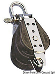 Двухшкивный блок на шарикоподшипниках из делрина с такелажной скобой и направляющей скобой Viadana 38 мм 230 - 950 кг 10 мм, Osculati 55.031.10