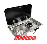 Плита газовая с круглой мойкой, стеклянная крышка, Marine Rocket (упаковка из 2 шт.) MR902SGSS_pkg_2