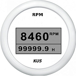 Цифровой тахометр KUS WW JMV00555 8000об/мин Ø85мм 12/24В IP67 со счетчиком моточасов SR:1-10 белый/белый