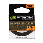 Fox international CAC826 Naturals Soft Braid Hooklength 20 m Карповая Ловля Black 20 Lbs