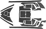 Комплект палубного покрытия для Yamaha CR-27, тик черный, белая полоса, с обкладкой, Marine Rocket teak_CR27_black_2