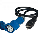 Розетка CEE «мама» на вилку Schuko «папа» / длина 1,5 м / 3x 2,5 кв. мм / черный