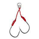 Купить Savage gear SVS78143 Bloody Double Asymetric Вспомогательный крючок Серебристый Red 1/0 7ft.ru в интернет магазине Семь Футов