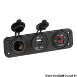 Digital voltmeter and ammeter 12V USB-A + USB-C