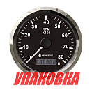 Тахометр 0-8000 об/мин со счетчиком моточасов делитель 0.5-250, черный циферблат, нержавеющий ободок, Marine Rocket (упаковка из 10 шт.) TM8005BSMR_pkg_10