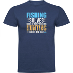 Kruskis CA65500486C080 Футболка с коротким рукавом Fishing Solves Голубой Denim Blue XL