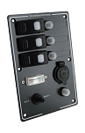 Панель бортового питания 3 переключателя, автоматы, разьём прикуривателя, заряд батарей AES.Co AES121416A