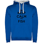 Kruskis SU1067060501S086 Толстовка с капюшоном Keep Calm And Fish Two-Colour Голубой Royal Blue / White 3XL