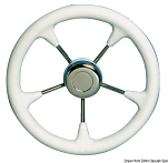 Рулевое колесо Ø350мм из белого полиуретана и нержавеющей стали AISI316, Osculati 45.128.03