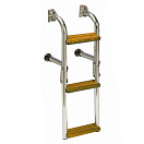 Купить Forniture nautiche italiane 3030205 Нержавеющая сталь/дерево 5 Ступенчатая лестница Silver / Brown 130 x 27 cm  7ft.ru в интернет магазине Семь Футов