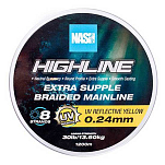 Nash T6033 Highline Floating 1200 m Плетеный  UV Yellow 0.280 mm