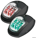 Бортовые огни светодиодные Evoled красный/зелёный 112,5°/112,5° 12В из чёрного АБС пластика для судов до 12м, Osculati 11.039.02
