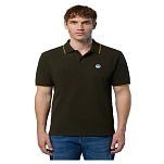 North sails 692452-0440-XS Поло с короткими рукавами Striped In Contrast Коричневый Forest Green XS